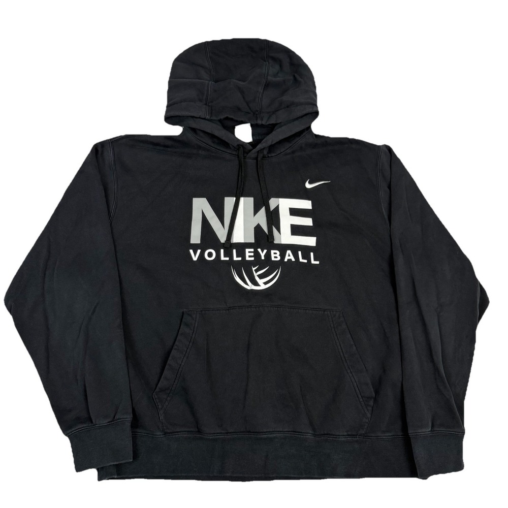 Nike Volleyball Hoodie Mens XL Black Pullover Sweatshirt Fleece Swoosh Graphics - Picture 1 of 8